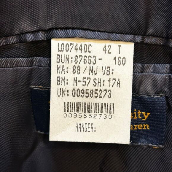 Polo University Ralph Lauren Blazer Mens 42 Tall Long Navy Blue Gold Buttons 42T - Picture 8 of 15